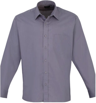 Premier Heren popeline overhemd met lange mouwen Grijs