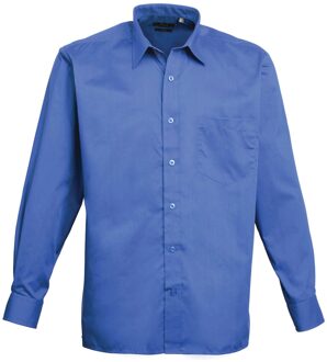 Premier Heren Popeline Overhemd Met Lange Mouwen (Koningsblauw) - 17.5 inch