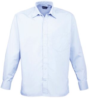 Premier Heren Popeline Overhemd Met Lange Mouwen (Lichtblauw)