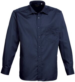 Premier Heren Popeline Overhemd Met Lange Mouwen (Marine) Navy - 18 inch