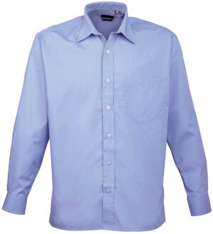 Premier Heren Popeline Overhemd Met Lange Mouwen (Middenblauw)