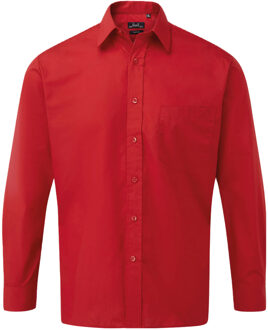 Premier Heren popeline overhemd met lange mouwen Rood