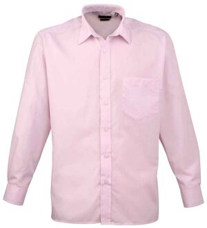 Premier Heren Popeline Overhemd Met Lange Mouwen (Roze) - 16 inch