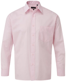 Premier Heren popeline overhemd met lange mouwen Roze