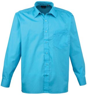 Premier Heren Popeline Overhemd Met Lange Mouwen (Turquoise) - 14.5 inch