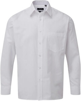 Premier Heren popeline overhemd met lange mouwen Wit