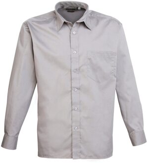 Premier Heren Popeline Overhemd Met Lange Mouwen (Zilver) - 58