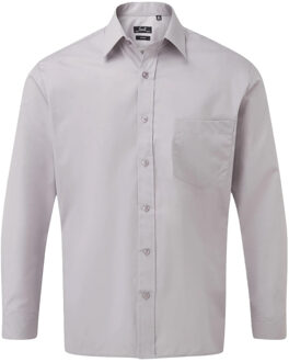 Premier Heren popeline overhemd met lange mouwen Zilver