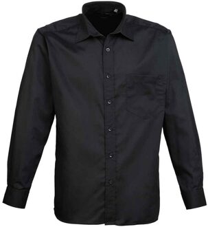 Premier Heren Popeline Overhemd Met Lange Mouwen (Zwart) - 16.5 inch