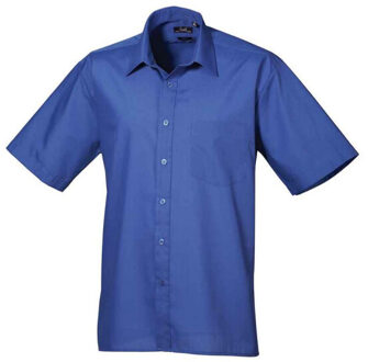 Premier Heren poplin overhemd met korte mouwen Blauw - 39 (M)