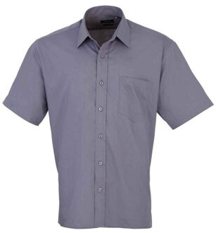 Premier Heren poplin overhemd met korte mouwen Grijs - 43 (XL)