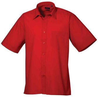 Premier Heren poplin overhemd met korte mouwen - maat 39 (M) Rood