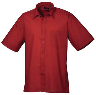 Premier Heren poplin overhemd met korte mouwen - maat 46 (XXL) Rood