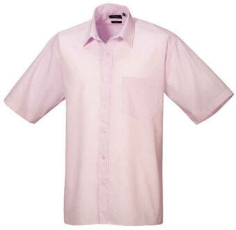 Premier Heren poplin overhemd met korte mouwen Roze - 45 (XXL)