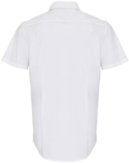 Premier Heren Poplin Stretch Overhemd met Korte Mouwen (Wit) - XL
