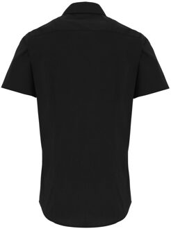 Premier Heren Poplin Stretch Overhemd met Korte Mouwen (Zwart) - maat