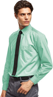 Premier Heren Premier Poplin Formeel Overhemd Met Lange Mouwen (Aqua) - maat Blauw