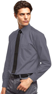 Premier Heren Premier Poplin Formeel Overhemd Met Lange Mouwen (Donkergrijs)