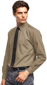 Premier Heren Premier Poplin Formeel Overhemd Met Lange Mouwen (Khaki) Kaki - 17.5N