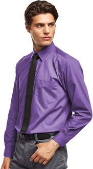 Premier Heren Premier Poplin Formeel Overhemd Met Lange Mouwen (Paars)