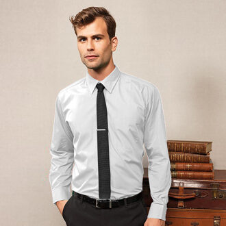 Premier Heren Premier Poplin Formeel Overhemd Met Lange Mouwen (Wit) - 16N