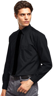 Premier Heren Premier Poplin Formeel Overhemd Met Lange Mouwen (Zwart) - 18.5N