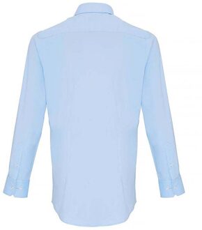 Premier Heren Rekken Pasvorm Popeline Lange Mouwen Shirt (Lichtblauw) - maat XL