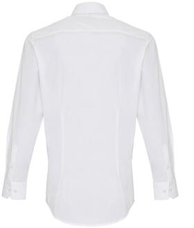 Premier Heren rekken pasvorm popeline lange mouwen shirt Wit