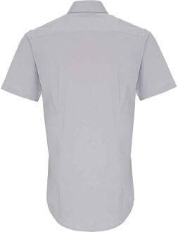 Premier Heren Rekken Pasvorm Poplin Korte Mouwen Shirt (Zilver) - 3XL