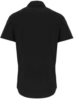 Premier Heren Rekken Pasvorm Poplin Korte Mouwen Shirt (Zwart) - L