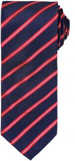 Premier Heren Sport Stripe Pattern Formele Work Tie (Marine / Rood) Navy/rood