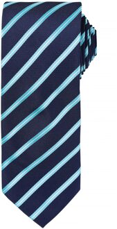 Premier Heren Sport Stripe Pattern Formele Work Tie (Marine / Turquoise) Navy/blauw