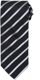 Premier Heren Sport Stripe Pattern Formele Work Tie (Zwart / Zilver) Zwart en zilver