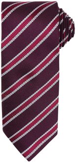 Premier Heren Streep Wafel Stropdas (Bourgondië/Aubergine) Bourgogne