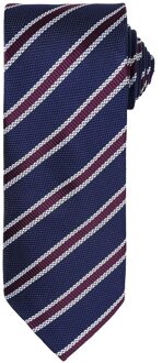 Premier Heren Streep Wafel Stropdas (Marine/Aubergine) - maat Navy