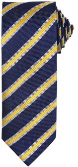 Premier Heren Streep Wafel Stropdas (Marine/Goud) Navy - One Size