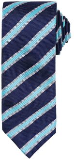Premier Heren Streep Wafel Stropdas (Marine / Turquoise) - maat Navy