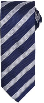 Premier Heren Streep Wafel Stropdas (Marine / Zilver) Navy - One Size