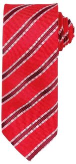 Premier Heren Streep Wafel Stropdas (Rood/Burgondië)