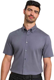 Premier Heren Supreme Oxford overhemd met korte mouwen (Staal) Grijs - 3XL
