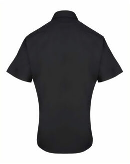 Premier Heren Supreme Poplin Overhemd met Korte Mouwen (Zwart) - maat