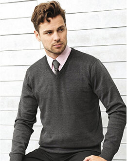 Premier Heren V-hals gebreide trui (Houtskool) - S