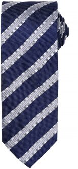 Premier Heren Wafelstrook Formele zakelijke stropdas (Marine / Zilver) Navy