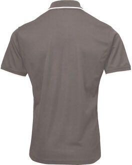 Premier Herencontrast Coolchecker Polo Shirt (Donkergrijs/zilver) - maat XL