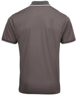 Premier Herencontrast coolchecker polo shirt - maat S Grijs
