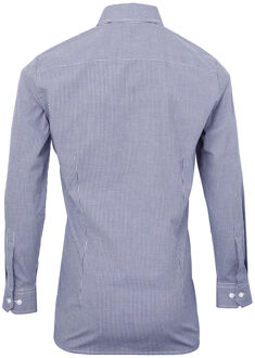 Premier Herenmicrocheck shirt met lange mouwen (Marine / Wit) - maat L Navy