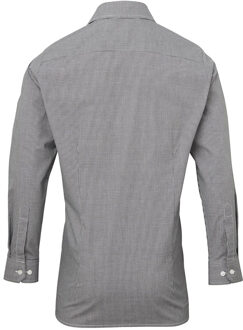 Premier Herenmicrocheck shirt met lange mouwen (Zwart/Wit) - maat M