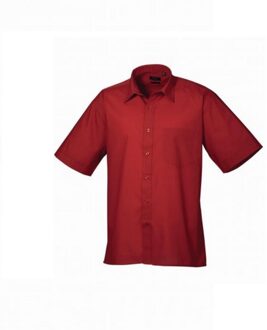 Premier Herenshirt met korte mouwen Popeline (Bourgondië) Bourgogne - 19 inch