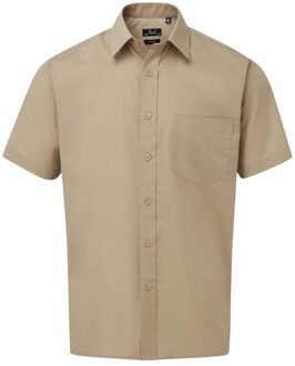 Premier Herenshirt met korte mouwen Popeline (Khaki) Kaki - 18 inch