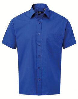Premier Herenshirt met korte mouwen Popeline (Koningsblauw) - 18.5 inch
